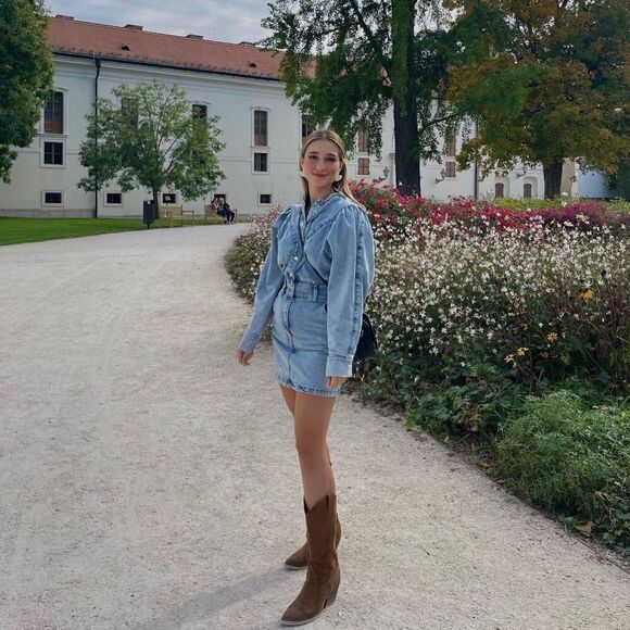 Mango Denim Dress Puff Sleeves - Picture 9 of 11